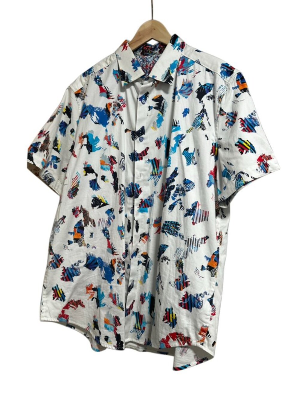 Robert Graham Men’s 2XL Abstract Multicolor Print Short Sleeve Button Down Shirt